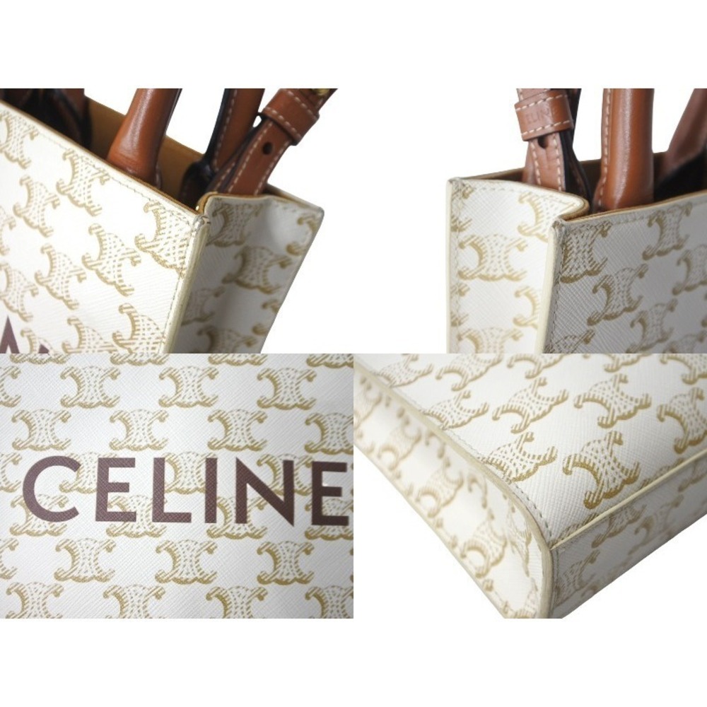 CELINE Vertical Cabas Triomphe shoulder bag white brown - Picture 8 of 10